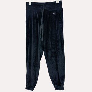 Victorias Secret Velour Jogger Pants Womens M Black Y2K Loungewear High Rise